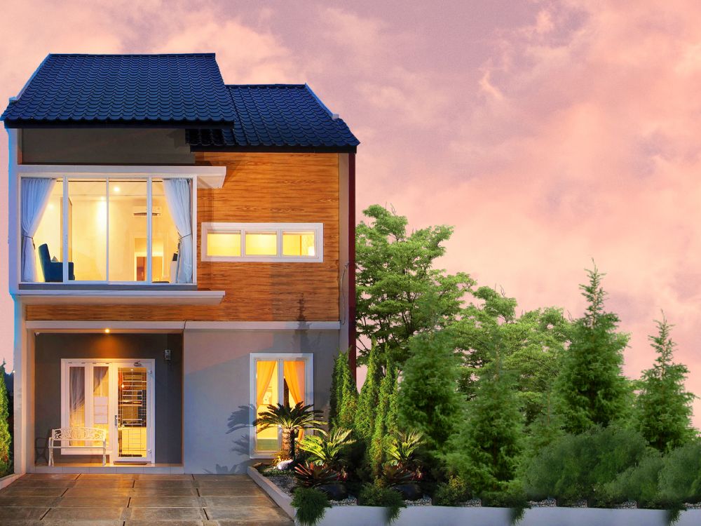 Fachada de casa contemporânea com iluminação suave e paisagismo mostra como o novo luxo une estética moderna e conforto no morar.