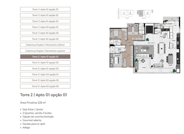 Torre 2 | Apto 01 opção 01