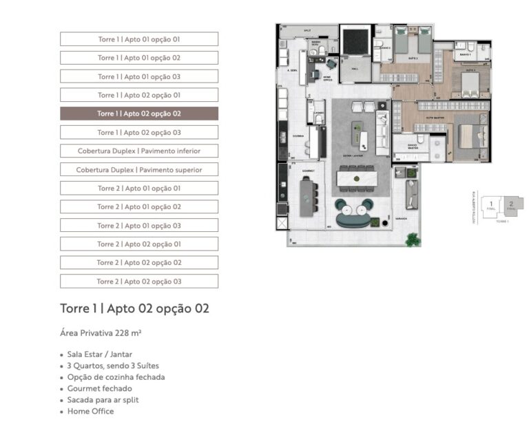 Torre 1 | Apto 02 opção 02