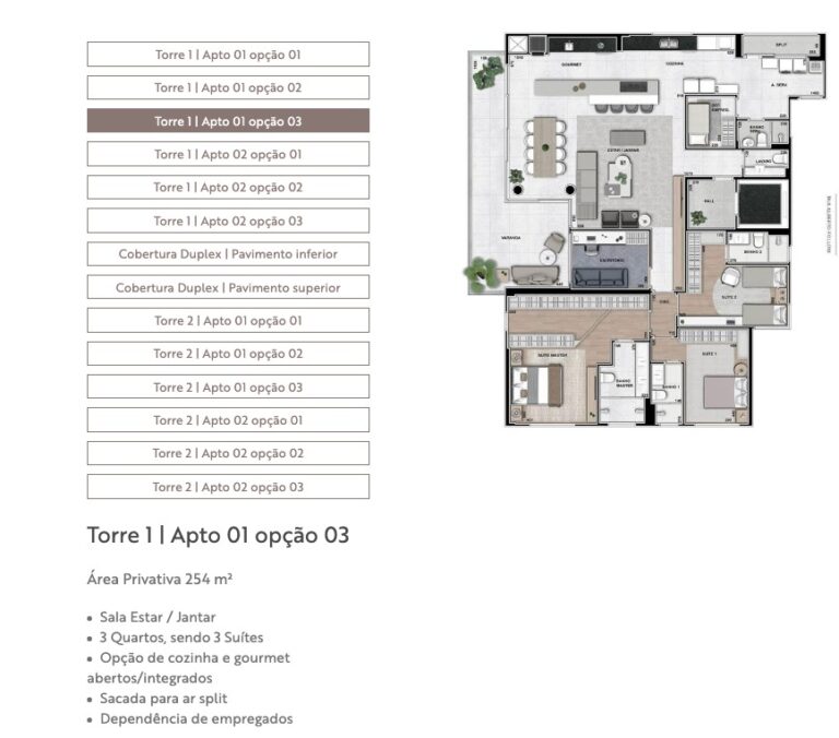 Torre 1 | Apto 01 opção 03