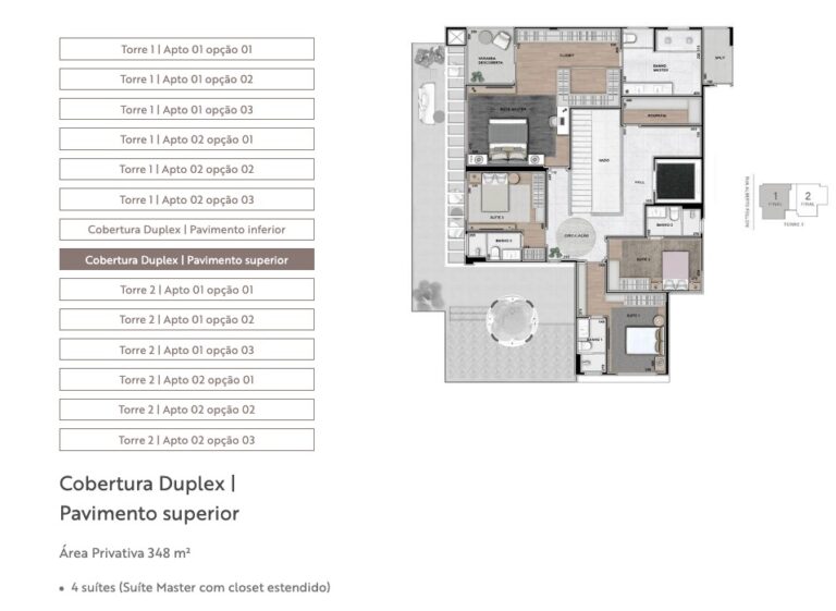 Cobertura Duplex | Pavimento superior