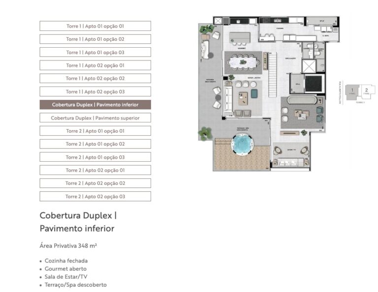 Cobertura Duplex | Pavimento inferior